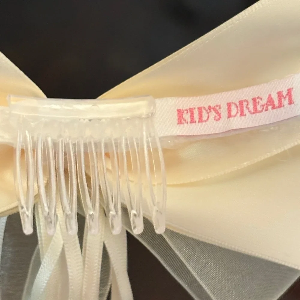 Kid's Dream Flower Girl Headband Cream Floral Bow‎ Comb Wedding First Communion
